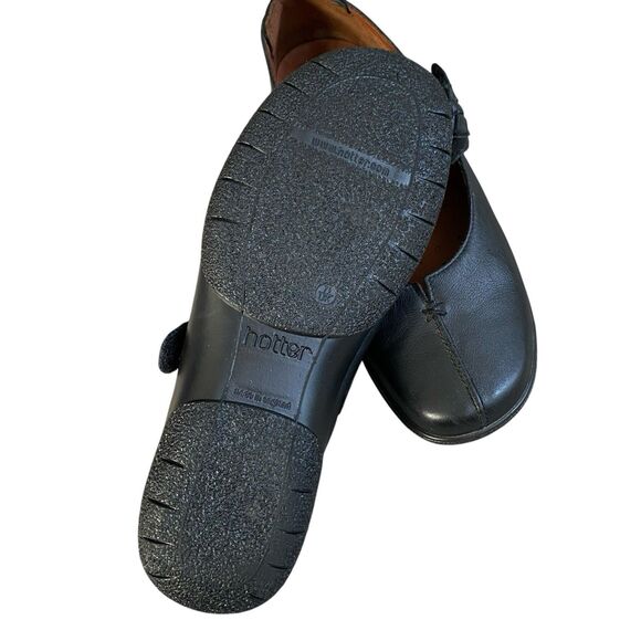 HOTTER Shake Mary Jane Women's 9.5  EU 39.5 Black Leather Flat Shoes Rubber Sole - Picture 5 of 15